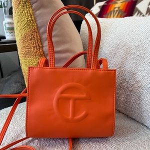 EUC small mini telfar shopping bag shopper in orange